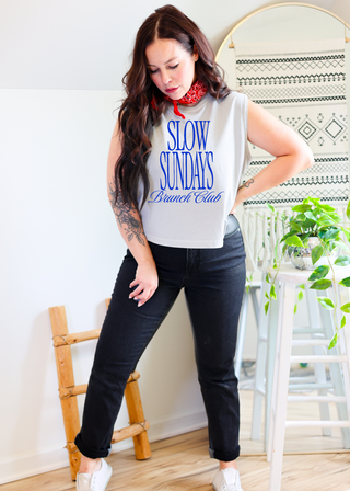 Slow sundays brunch club~blue [muscle tank]