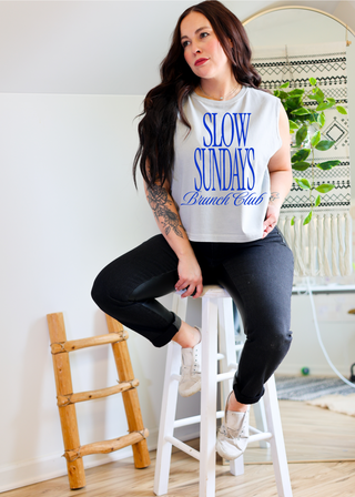 Slow sundays brunch club~blue [muscle tank]